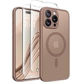 CAPRARO Magnetic for iPhone 15 Pro Max Case, [Compatible with MagSafe] [Full Camera Protection] Shockproof Protective Slim Translucent Matte Phone Case for iPhone 15 Pro Max 6.7'', Brown