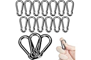 Carabiner Clips Black Twours Spring Snap Hooks Small Carabiners Heavy Duty Galvanized Steel Quick Links for Rust-Resistant Keychain Clips Outdoor Hiking Camping Hammock Fishing 1.56" 1.97" 2.36" 3.15"