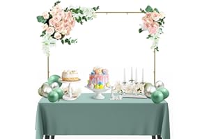 TNAMASUN Adjustable Over The Table Rod Stand with Clamps, 29''-114'' Length , 25''-41'' Tall , Decorating Rod for Table , Backdrop Stand for Wedding, Birthday Party, Halloween, Christmas (Gold)