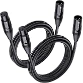 Cable Matters 2-Pack Premium XLR to XLR Cable, Microphone Cable, M-F, 6ft | Mic Cable, Male to Female, 21 AWG Oxygen-Free Copper (OFC), Black