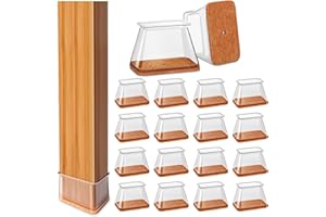 TOMHUA 28Pcs Chair Leg Floor Protectors Rectangle for Hardwood Floors Silicone Caps Covers Felt Furniture Pads Clear Chair Sliders, Protect The Floor from Scratches(Fit Perimeter 3-3/4'' to 4-7/8'')