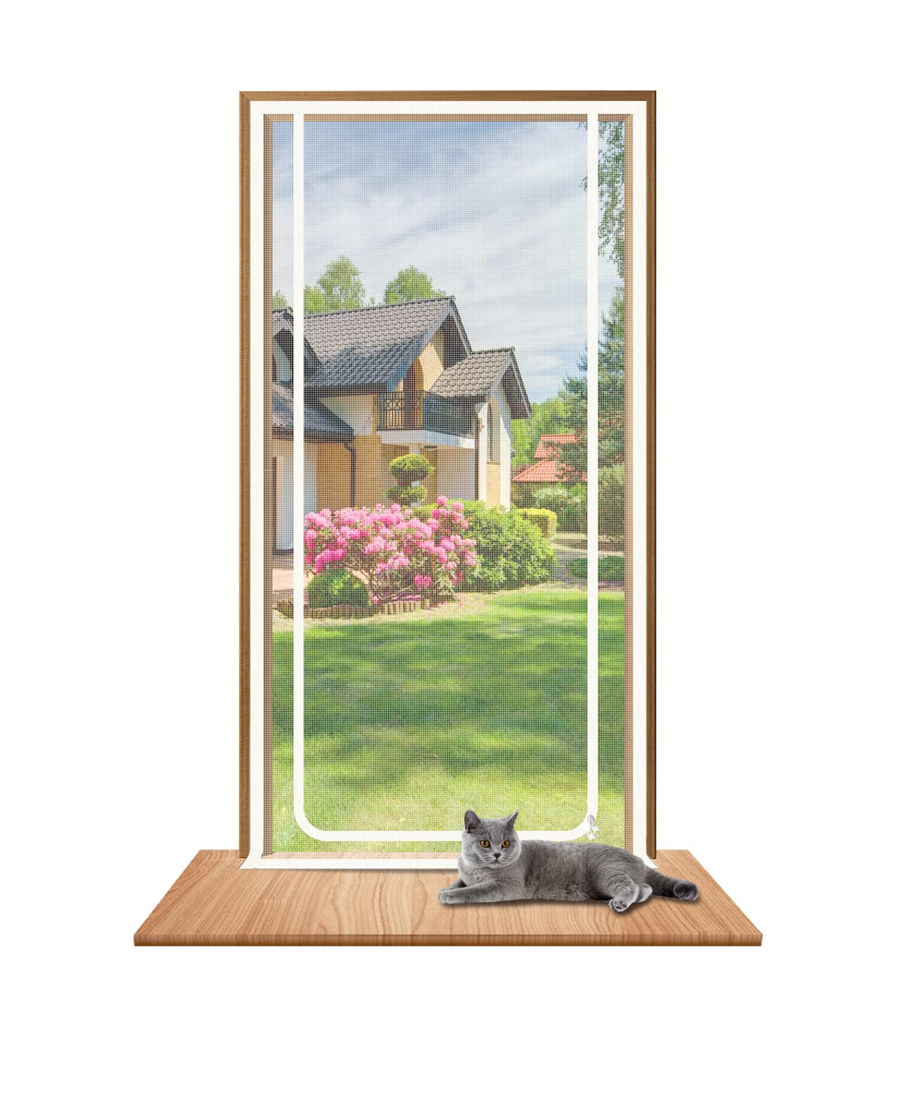 Cat screen Door Fits Door Size 120cm x 240cm, Heavy Duty Pets Proof Screen Door, Prevent Dogs Cats from Running around, Pet Partition Door Screen Net, Double Zip