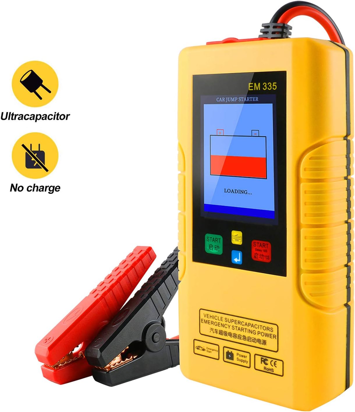 LNLJ Battery Free 12V Car Jump Starter with Super Capacitor Auto Power Bank Unlimited Use Instant Charge (All Gasoline and Diesel Engines)