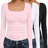 AUTOMET 3 Pack Womens Long Sleeve Shirts Fall Fashion Scoop Neck Crop Tops Basic Layer Slim Fit Y2K Clothes