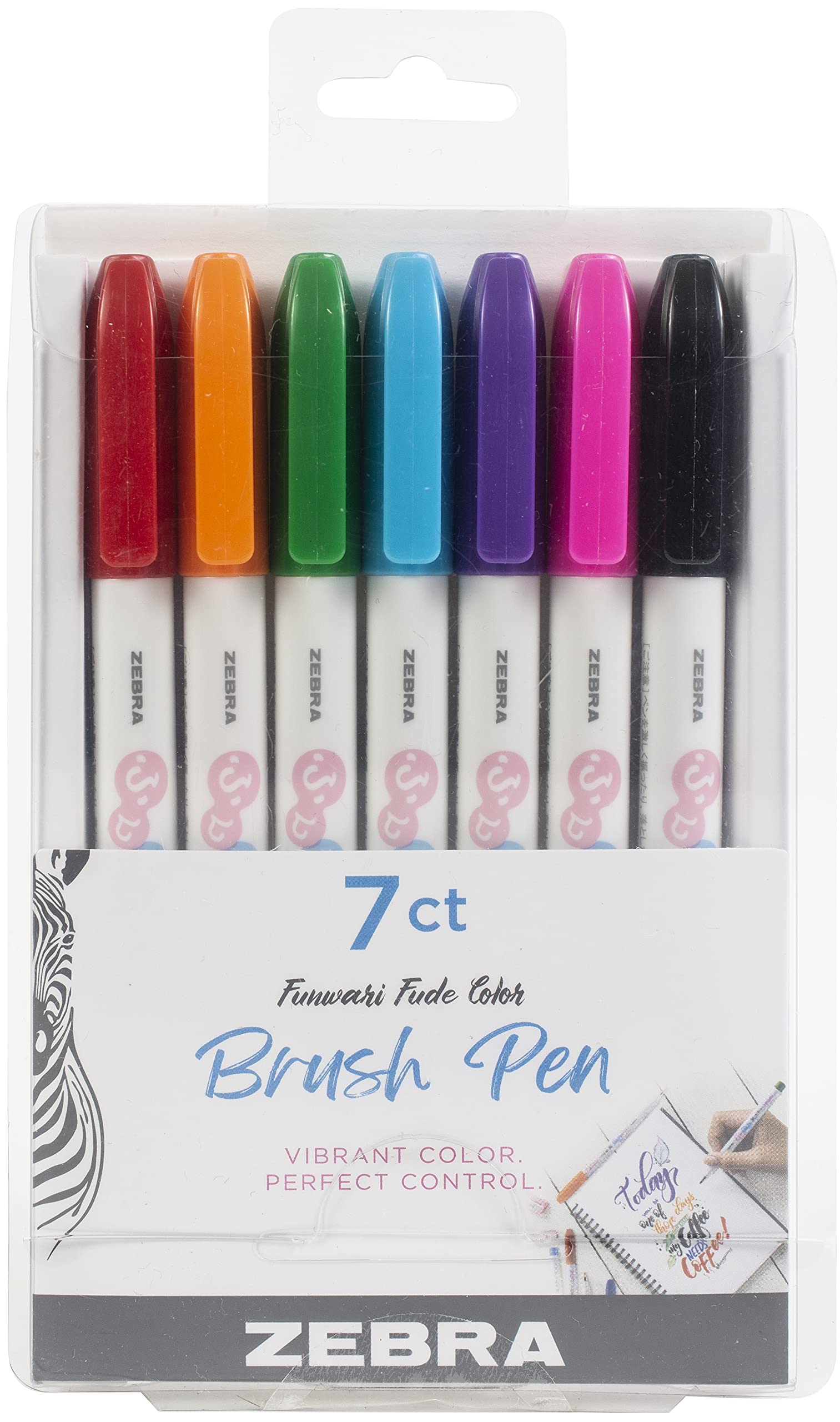 Photo 1 of Zebra Pen Funwari Brush Pen, Ultra Fine Point Tip, Assorted Ink Colors, (01177), 7 Count, Pack of 1