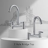 Peppermint Bridge Kitchen Tap 2 Hole Chrome 360 Swivel Spout Brass view 3