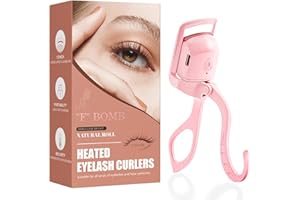 "F" BOMB C-Shaped Heated Eyelash Curler Fast Heat Up in 5s - Rechargeable Electric Eyelash Curler for 24H Long Lasting Curls - Safe Anti-Burn Lash Curler Elevate Your Beauty with Stunning Lashes (Pink, L)