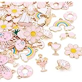 Craftdady Enamel Charms for Jewelry Making Alloy Dangle Pendants Cute Summer Charms for Spring Women DIY Necklace Earring Making