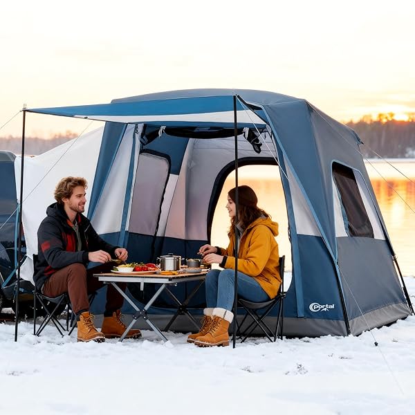 PORTAL 5-PERSON SUV TENT WITH PORCH, 2-IN-1 CAR CAMPING TENT, WATER-RESISTANT & WINDPROOF, TRUNK TENT WITH 2 DOORS FOR TRAVEL & OUTDOOR ADVENTURES
