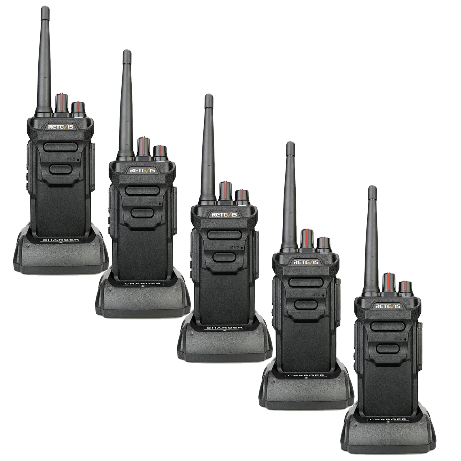 Retevis RT648 PMR446 2-Way Walkie Talkie Waterproof Radio, Walkie Talkies for Adults with Rechargeable Batteries, Professional Walkie Talkie for Outdoor, School, Emergency(Black, 5Pcs)