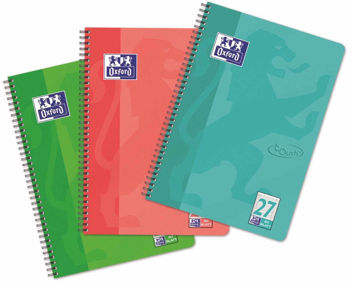 Oxford 400091924 Touch Notepad A4 Pack of 10 Assorted 80 Sheets Ruled Double Margin Notepad Writing Pad School Notepad