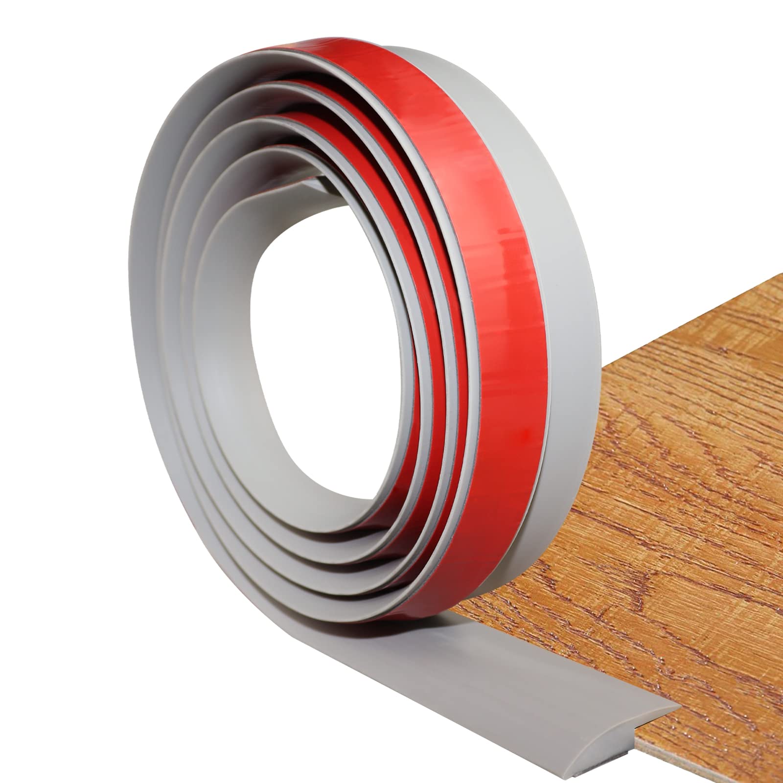 Photo 1 of Floor Transition Strip Self Adhesive Carpet & Flooring Transitions Edging Trim Strip PVC Threshold Transitions Suitable for Threshold Height Less Than 5mm (6.56Ft, Gray)