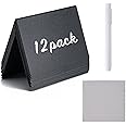 BOOMIBOO 12 Pack 4"x3"Mini Chalkboard Signs, Reusable and Reserved Table Signs, Easy to Write and Wipe Out, Food Labels for Parties - Buffets - Birthdays -Bakery-Table Numbers-Weddings