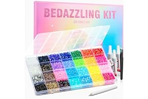 32000Pcs Resin Jelly Rhinestones Bedazzling Kit - 28 Colors 3mm Flatback Gems for Diamond Art - Bedazzle Kit with Glue for Na
