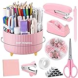 Eydramn Pink Office Supplies Set, 10PCS Pink Desk
