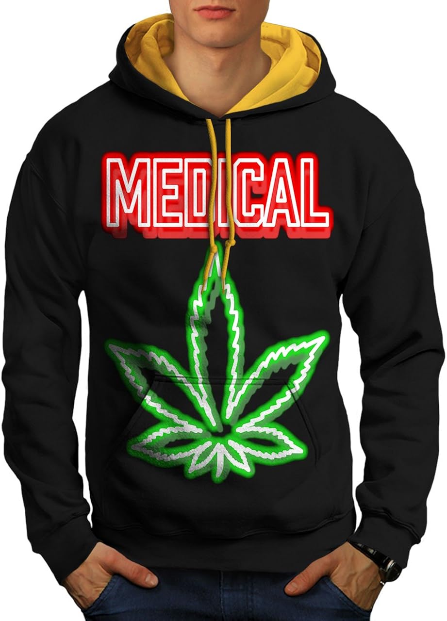 Wellcoda Medical Marijuana Rasta Mens Contrast Hoodie, Smoke Jersey
