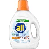 all, Liquid Laundry Detergent, Free Clear Oxi, 73 Ounce, 49 Loads | Boosted OXI stain-fighting, hypoallergenic formula, dye free, dermatologist recommended, fragrance free