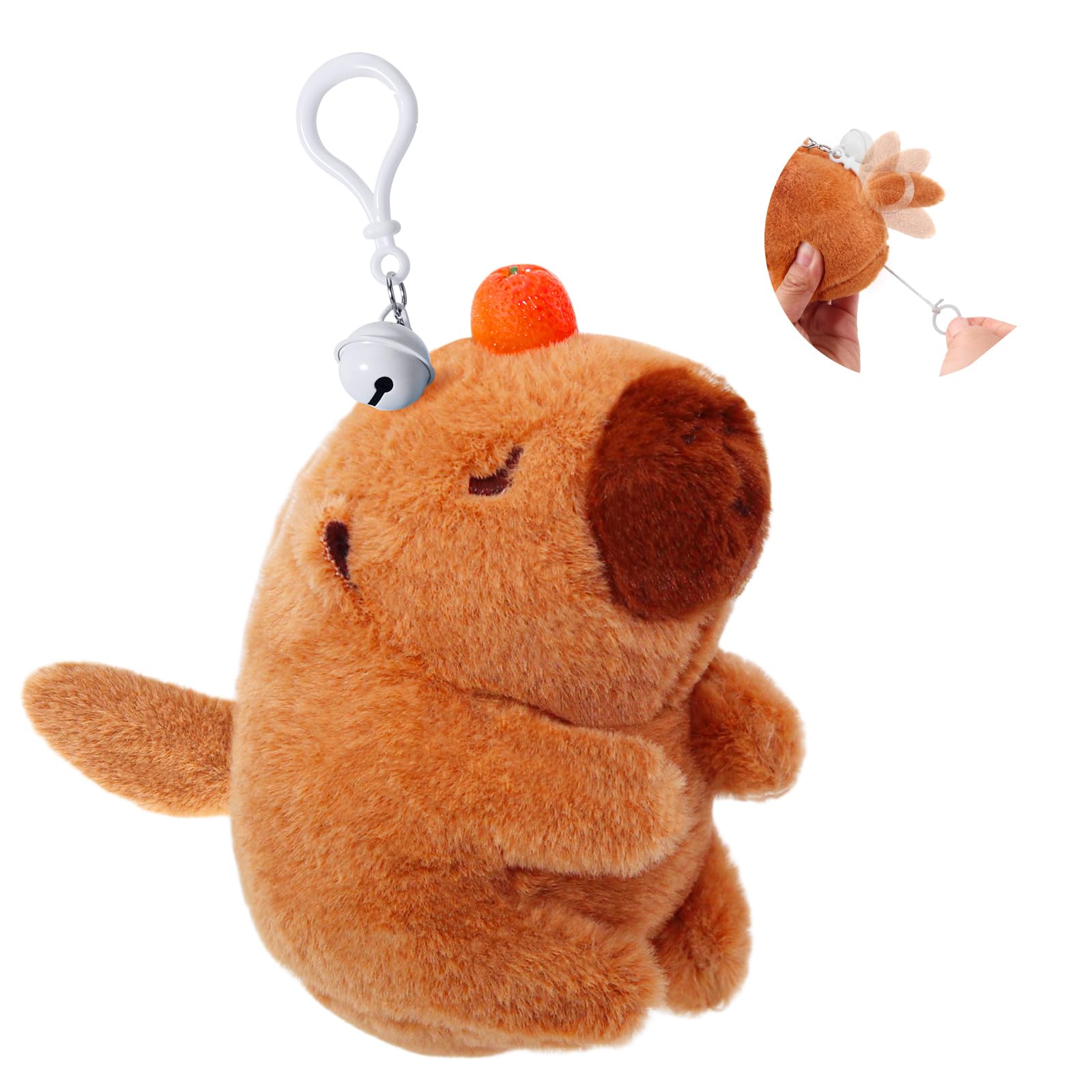 Photo 1 of Cute Capybara Plush Toy with Shaking Tail Mini Capybara Keychain Stuff Animal Toys for Car, Desk, Back to School Gifts, Backpack Charm, Birthday Party Favor Fidget Toys for Kids Aduts (Style B)