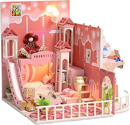 Xcxdx Muebles Y Accesorios De Casa De Munecas Atico Doble Rosa Modelo Ensamblado Regalo Para Nina Amazon Es Hogar