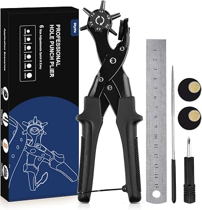 Diyife Leather Hole Puncher Upgraded Full Set Heavy Duty 6 Hole Sizes