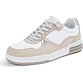 Niluber Women's Fashion Low Top Sneakers - White PU Leather Tennis Shoes-Lace Up Comfortable Casual Waking Shoes