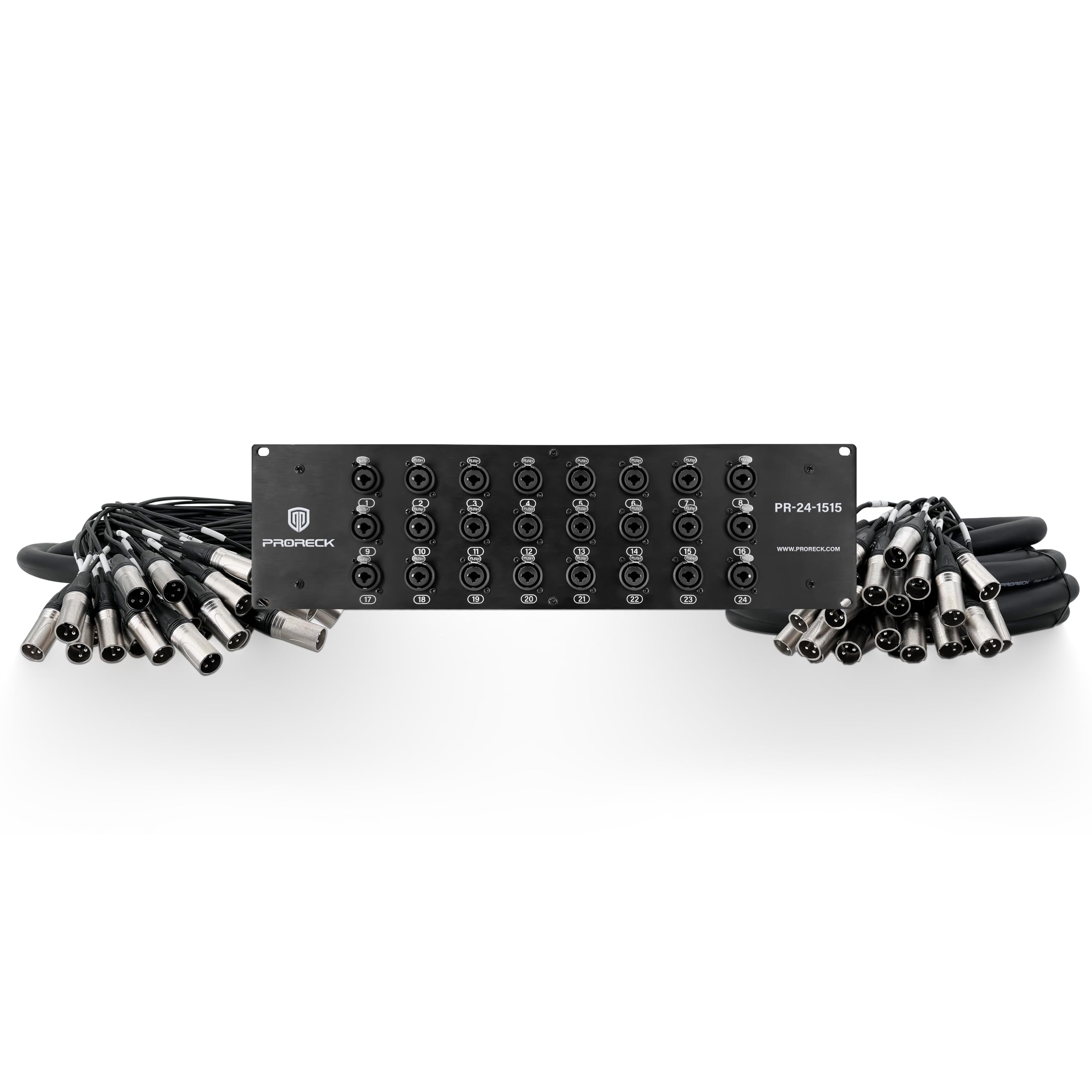 Photo 1 of PRORECK Rack Mount TRS XLR Combo Splitter Snake Cable, Suitable for Live, Recording, Stage, Studio (15 Foot x 15 Foot - 24 Channel) PR-24-1515, 3U