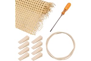 Leriton 11 Pcs Rattan Repair Kits with 1 Cane Webbing Roll, 3/16 Inch Rattan Webbing and Caning Chisel, 8 Wooden Wedges for Chair, Cabinet, Basket, Home Caning Furniture Repair Supplies