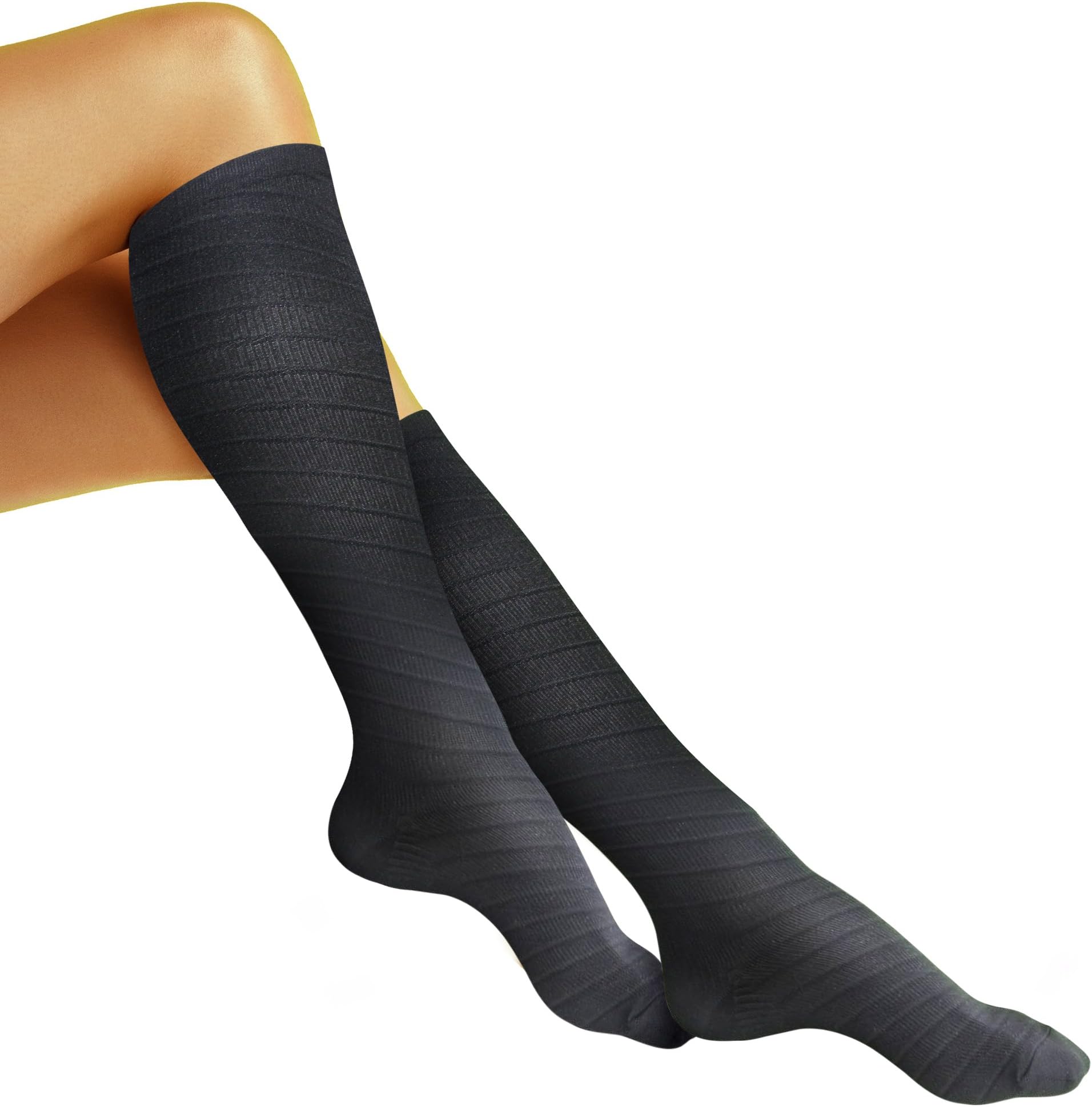Black Compression Socks for Women, Men, Nurses, Travel, Pregnancy - Knee High Pressure Support Socks Graduated 20-30 mmHg. Ultimate Quality. (S/M (US Shoe Women 5.5-8.5 / Men 5-9)) (Black)