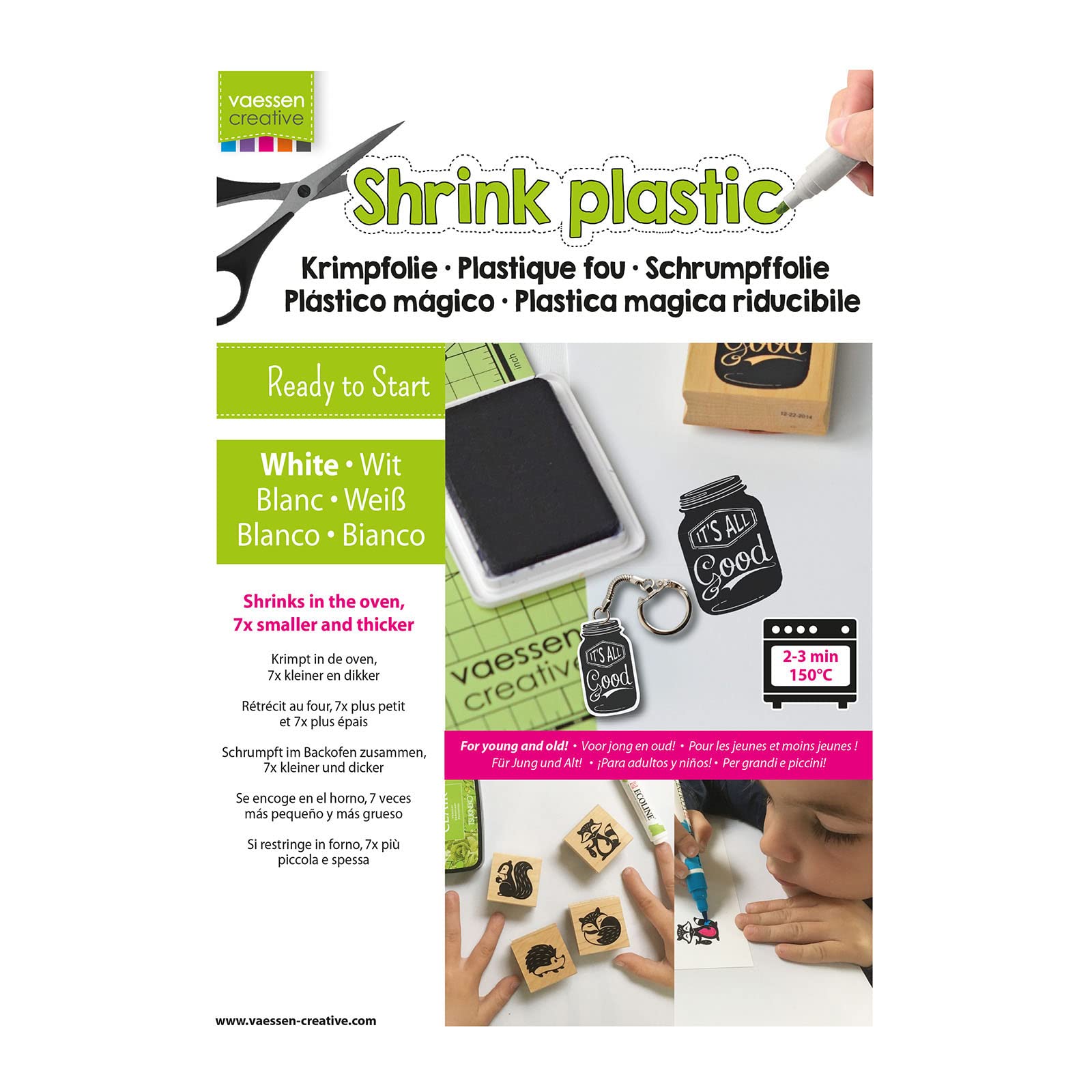 Vaessen Creative Vaessen Kreativschrumpf Kunststoff, weiß, 250 Blatt, 21 x 30 cm, Fun Arts and Crafts Projekte für jedes Alter, White