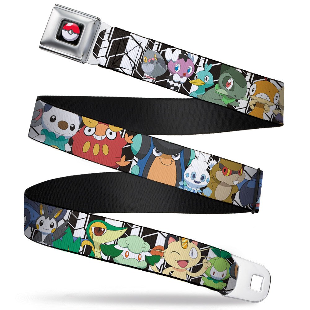 BuckleDown Men's Seatbelt Belt Kids, POKEMON Character face Lineup