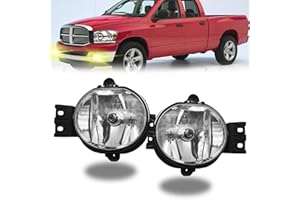 BOXLIGHT Fog Lights Replacement for 2002-2009 Dodge Ram 1500 2500 3500/2004-2006 Durango Pickup Truck, 9006 12V 55W blubs,1 Pair Bumper Driving Fog Lamps (Clear Lens)