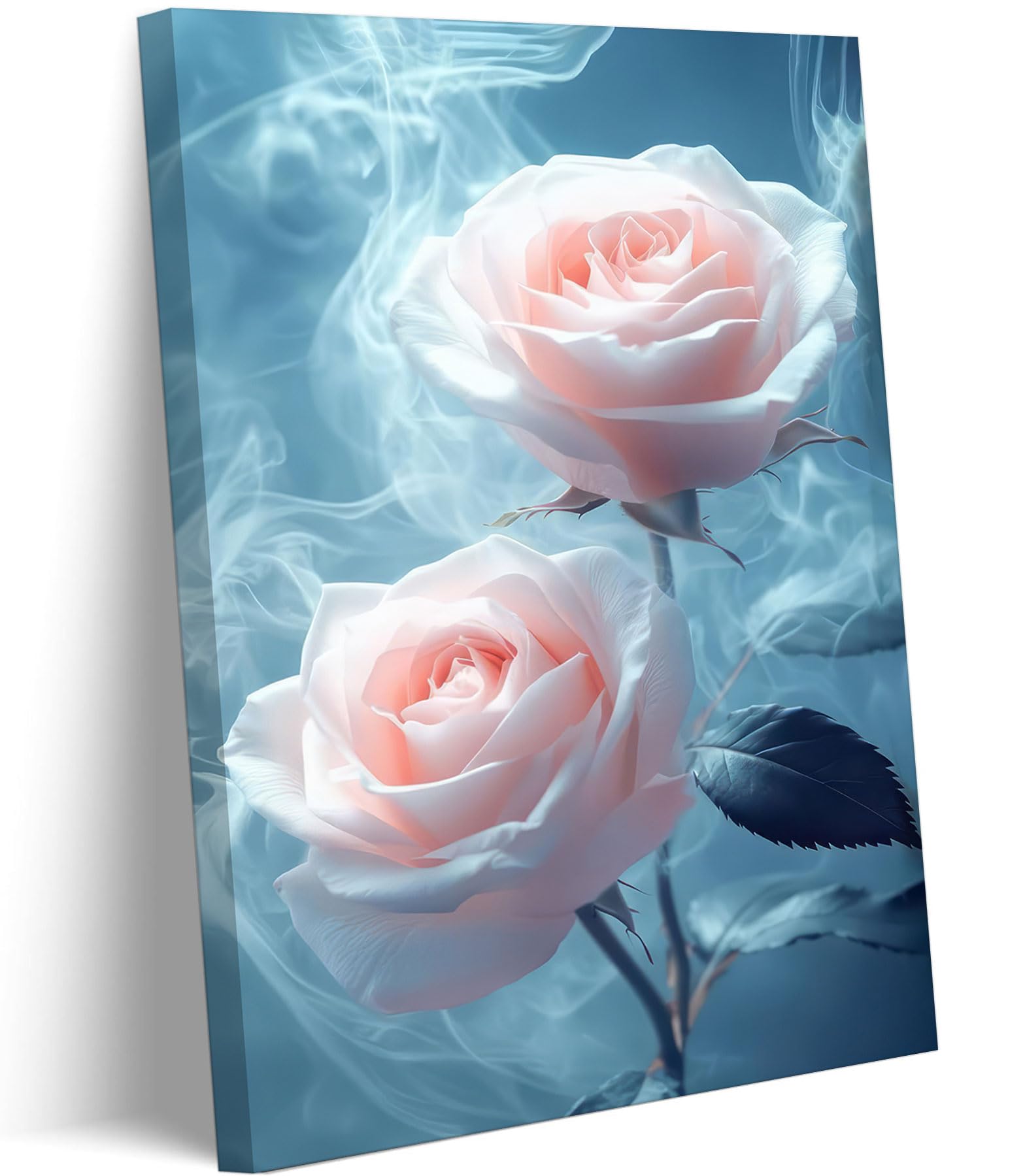 Pink Rose Canvas Wall Art Abstract Smoke Rose Picture Wall Decor Modern Flower Poster Print Printing