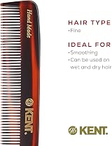 Kent Brushes Handmade Fine Comb Medium Size for Women Cellulose Acetate Gentle view 6