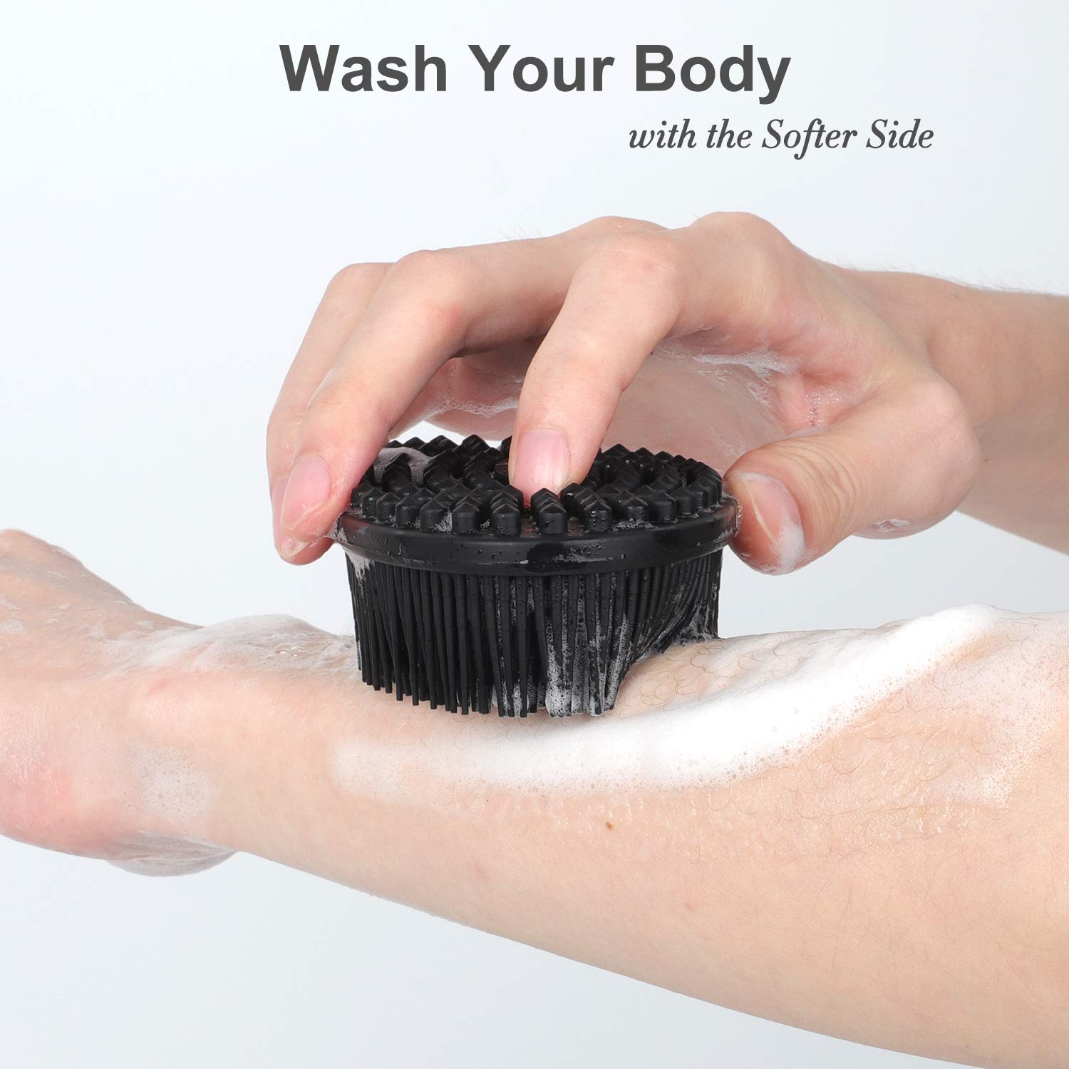 Heeta Body Brush for Wet and Dry Brushing, Silicone Bath Brush for Gentle Exfoliating on Softer, Glowing Skin, Gentle Massage with Bath and Body Brush to Improve Your Blood Circulation (Black) : Beauty