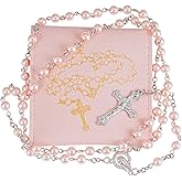 OEMOO Rosary Beads Catholic, Rosary Necklace with Leather Pouch, Prayer Beads Christian Gifts for Women Catholic Gifts