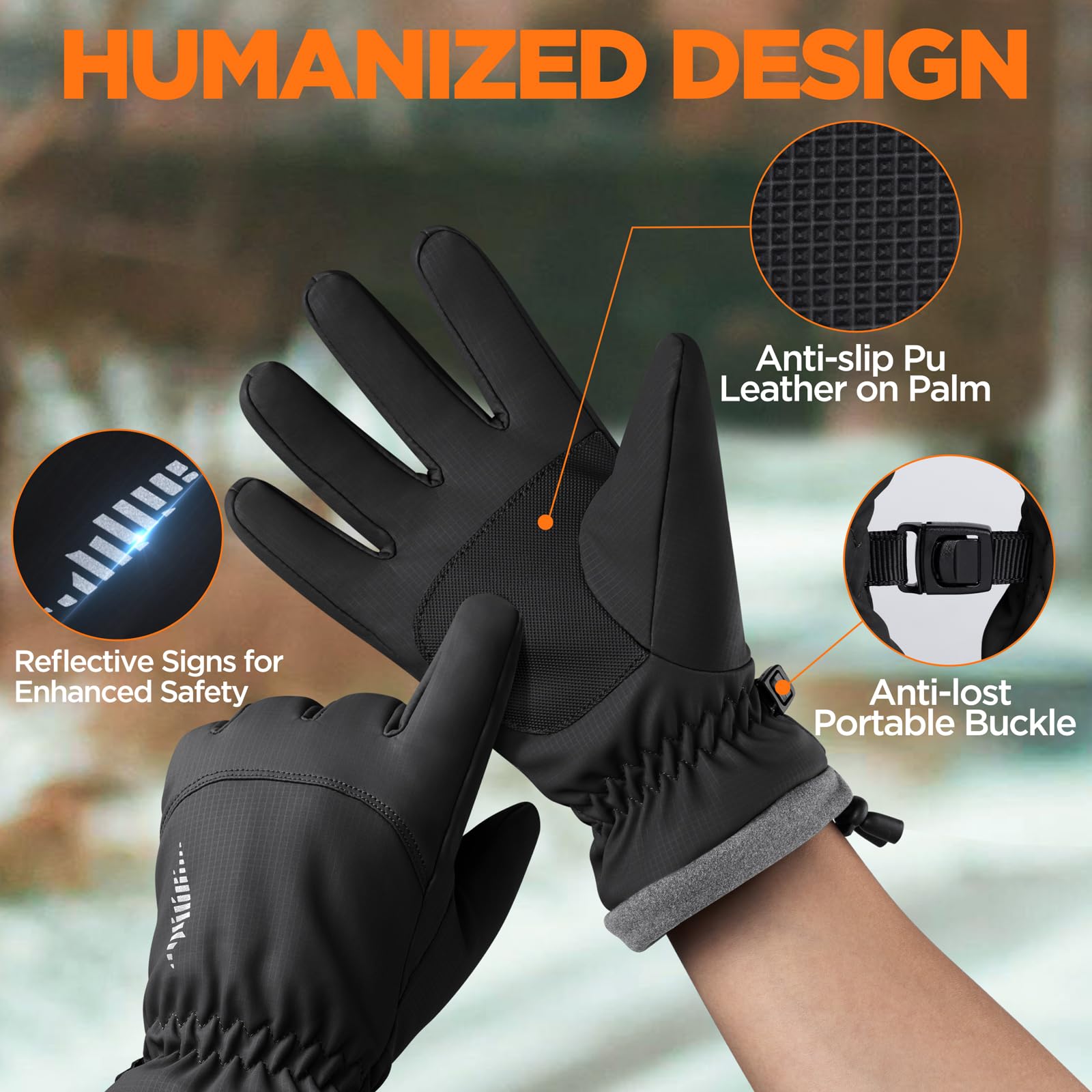 rivmount Winter Waterproof Ski Snow Warm Gloves for Women Men, Windproof Cold Weather Thermal with Touchscreen Fingers, for Running Driving Cycling Hiking Biking Sports Outdoor Daily Work