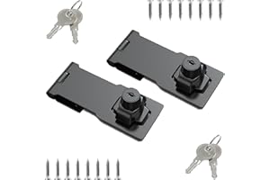 XIUYING FENG 2-Pack Keyed Hasp Lock, Stainless Steel Twist Knob Locking Hasp with Keys for Small Doors, Cabinets, Closets & Safety Latches (3inch, Black)