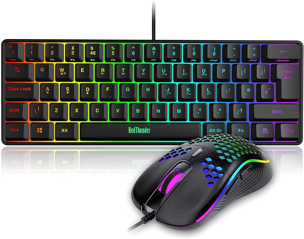 RedThunder 60% RGB Keyboard and Mouse Combo UK Layout Ultra Compact