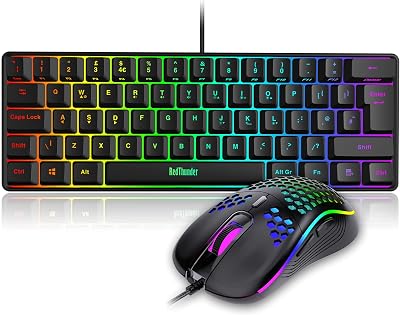 RedThunder 60% RGB Keyboard and Mouse Combo UK Layout Ultra Compact