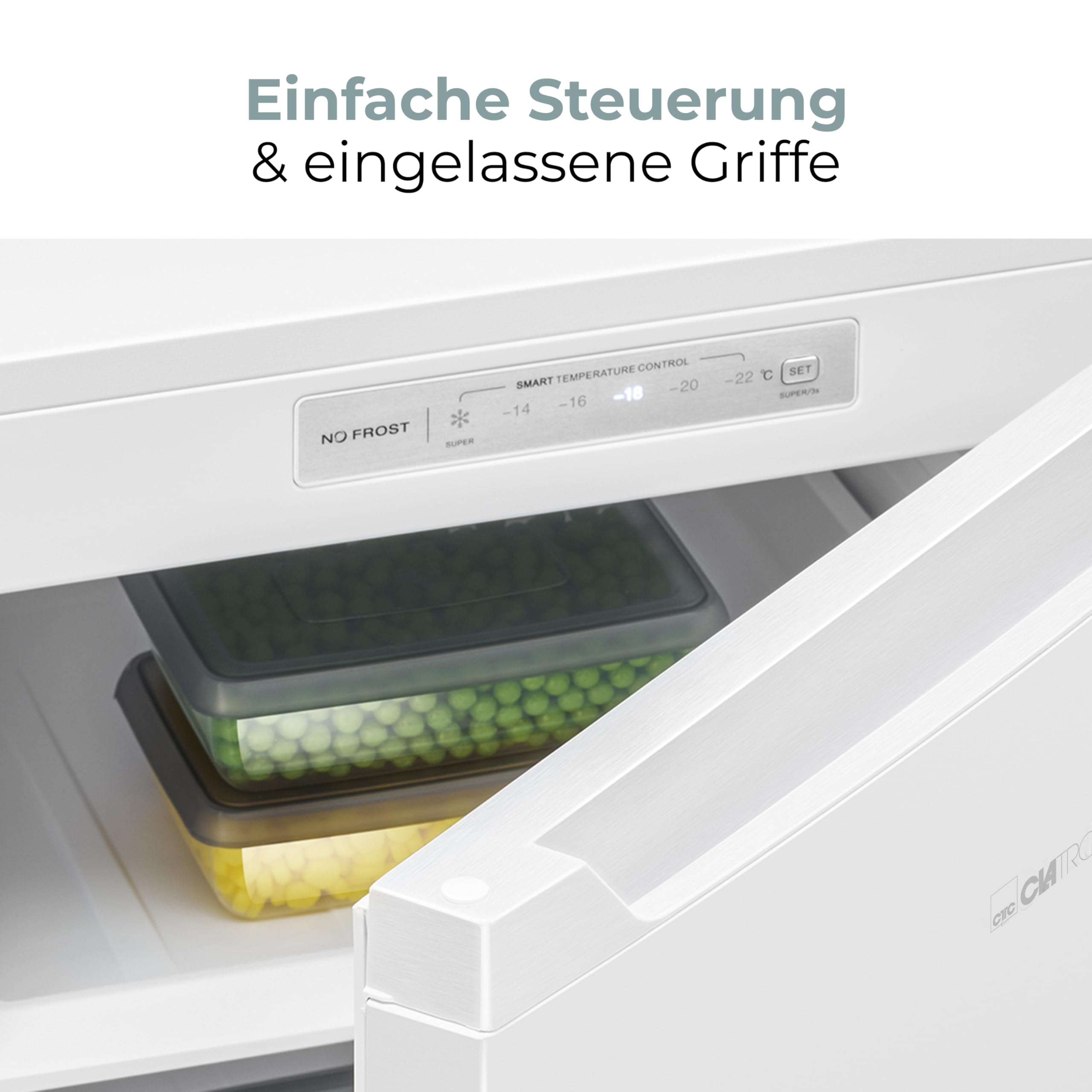 Clatronic® Gefrierschrank Nofrost | Energieklasse C | 143cm | Tiefkühlschrank | MultiAirflow | leise 39dB | bis zu -18°C | Türanschlag wechselbar | 161L Freezer | Gefrierschrank gross GS 200 weiß 6