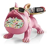 Huhote Resin French Bulldog Tray Statue, Bulldog Candy Dish Key Holder Bowl, French Bulldog Accessories, Statues for Office Desk Home Decor Figurines Entryway Table Decor (Pink)