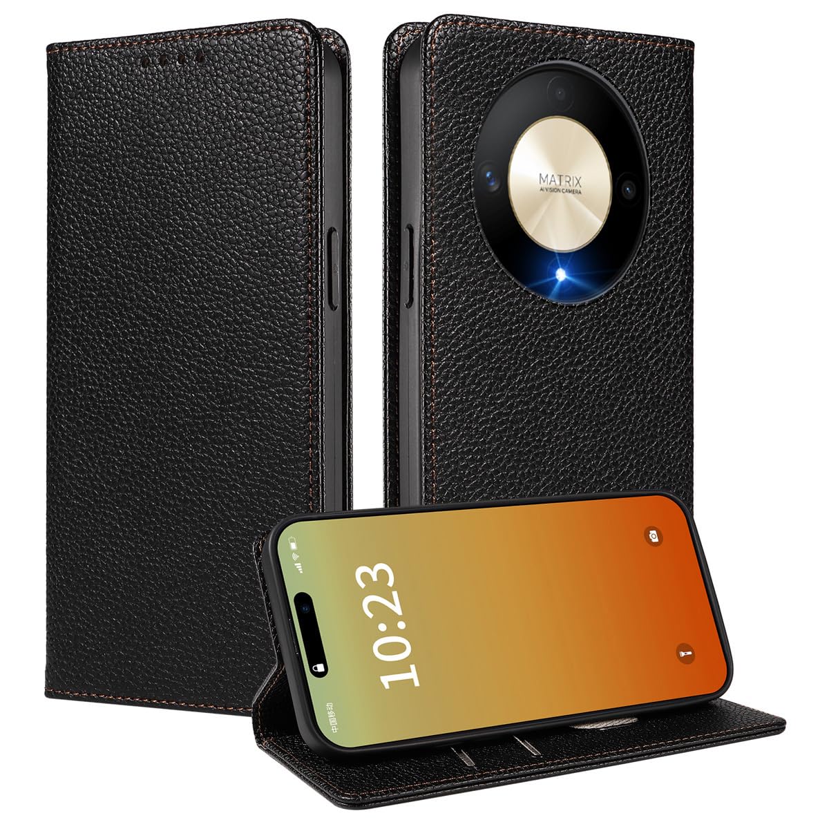 MOJIA Case for Honor Magic 6 Lite / Magic6 Lite / X9b, [Strong Magnetic Closure] Premium PU Leather Wallet Case Flip Phone Cover, Card Holder Multifunctional Case. Black — image 1