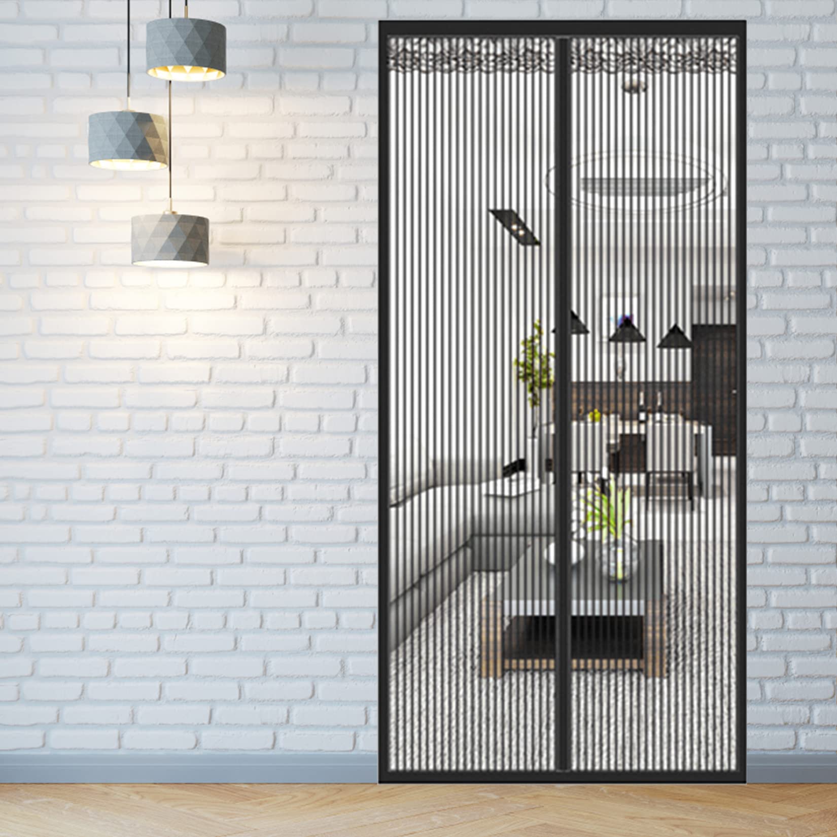 Magnetic Fly Screen Door Mesh: 100x220cm Mosquito Net Door Curtain Mesh Protection Screen Door Shut Automatically Top-to-Bottom Seal Snaps Fit for Door Frame, Install Without Drilling