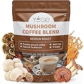 YEGE Mushroom Coffee, 6 Adaptogenic Mushrooms with Cordyceps, Reishi, King Trumpet, Shitake, Turkey Tail, Lions Mane, Instant Coffee Powder for Energy,Focus, Digestion & Immune Support, 30 Servings