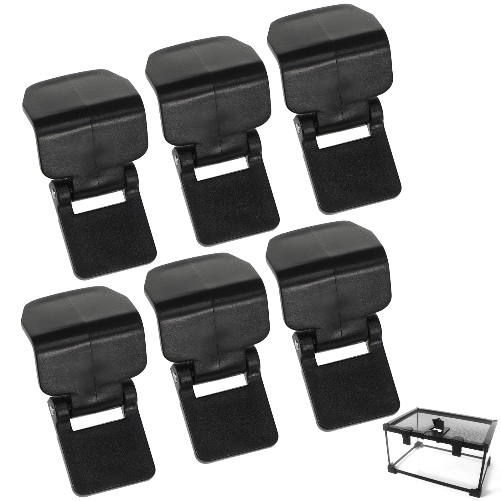 VILLCASE Reptile Feeding Tank Buckle 6Pcs Anti-Escaping Lock Clips for Amphibious Turtle and Rainforest Terrariums Breeding Box Accessories 1.85X1.14X0.98 Inch