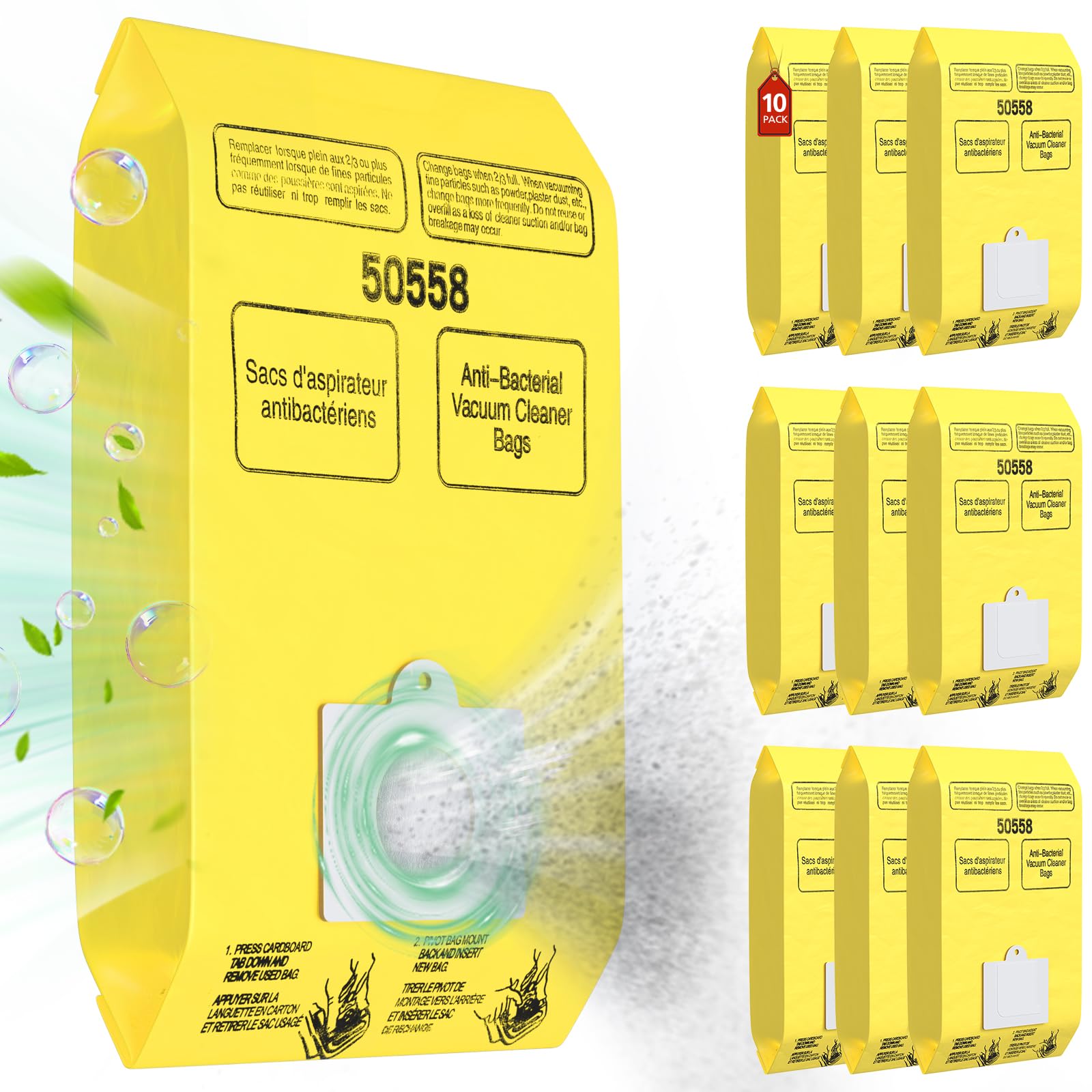 Photo 1 of 10 Pack Canister Vacuum Cleaner Bags Compatible with Kenmore Canister Type C/Q 5055, 50555, 50557, 50558 and Type C-5, C-18, 53292, 200 Series, 400 Series, 600 Series, 700 Series, 800 Series Vacuums