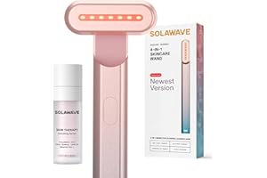 Solawave 4-in-1 Radiant Renewal Facial Wand & Skin Therapy Serum Bundle | Red Light Therapy for Face and Neck | Galvanic Skincare Wand & Massager | Anti-Aging Wrinkle Reduction | Solawave Original