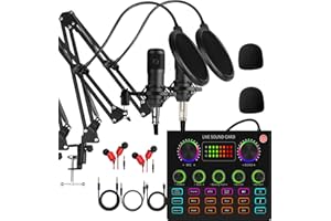 SKTOME Podcast Equipment Bundle for 2, V8mx Audio Interface with Voice Changer Condenser Microphones for Gamer, All-in-One Audio Mixer Perfect for Live Streaming, Singing, YouTube, Gaming (V8MAX KIT FOR 2)