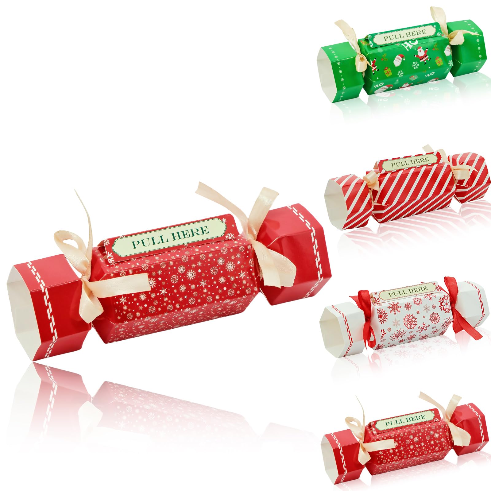 Christmas Money Pull Box for Cash Gift,4 Pack Christmas Money Gift Candy Box Pull Surprise Money Pull Pouch for Kids,Xmas Money Box for Cash,Money Candy Pull out Cash with 40P Bags,Money Candy Box