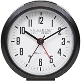 La Crosse Technology 617-710B-INT 4-Inch Round Black Atomic Analog Alarm Clock